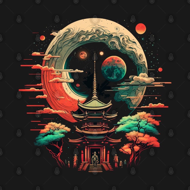 Japanese Temple Tokyo  Asian Inspired Retro Japan by Linco
