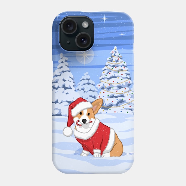 Cute Tan Corgi in Santa Christmas Costume Phone Case by csforest