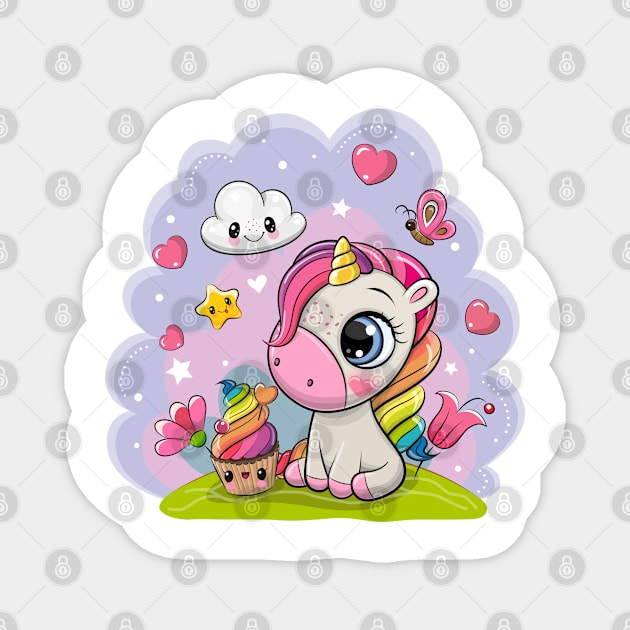 Cute Cartoon Unicorn Magnet by Reginast777