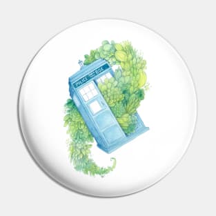 Succulent Tardis in Space Pin