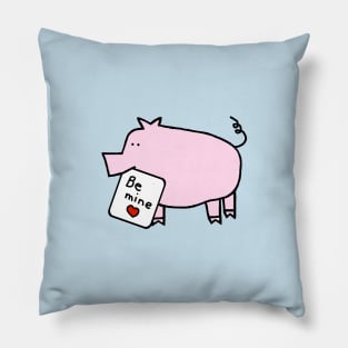 Cute Pig says Be Mine Valentines Day Pillow