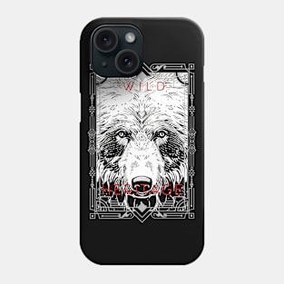 Bear Grizzly Wild Nature Illustration Line Epic Illustration Line Art Phone Case