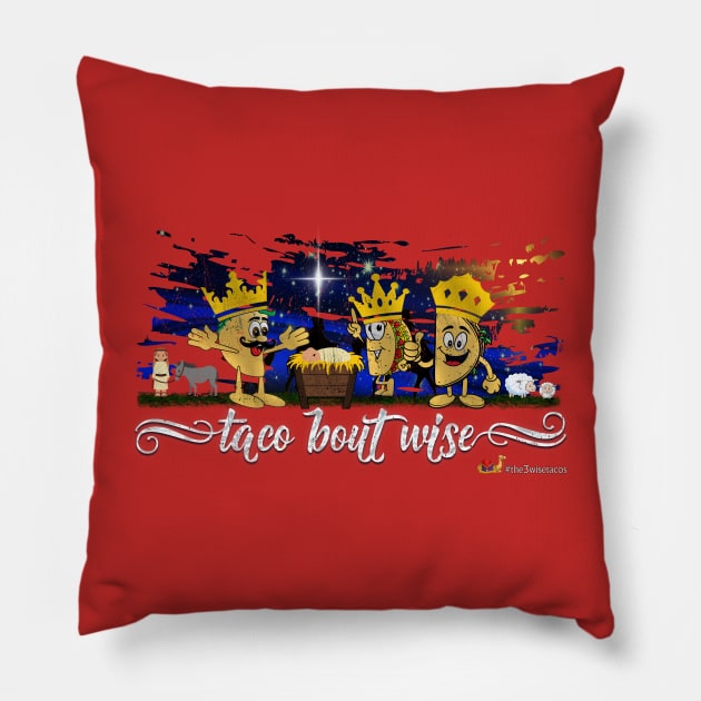 Taco Bout Wise Three Wise Men Funny Christmas Pun Pillow by norules