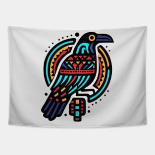 Raven Bird, Aztec Tribal Design Tapestry