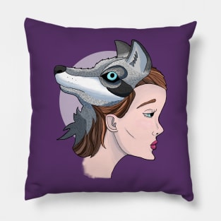 Wolf Head Girl Pillow