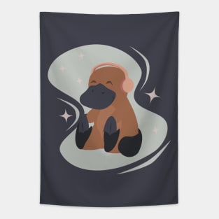 Music and Platypus - Cute platypus with headphones Tapestry