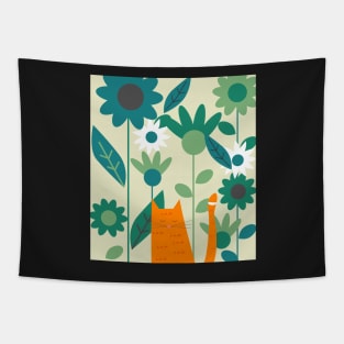 Ginger kitty in the botanic garden Tapestry