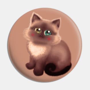 Brown Sitting Cat Pin