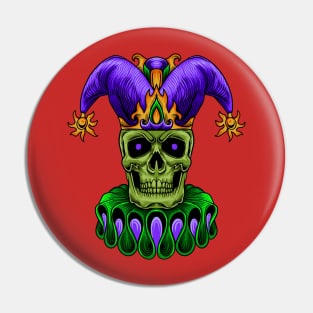 Skull Clown Illustration Pin