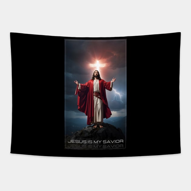 Jesus is my Savior Tapestry by Blind Art