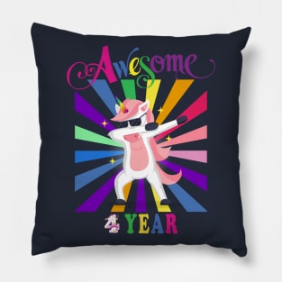 4th Birthday Unicorn Pillow