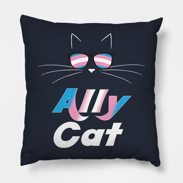 Trans Ally Cat Gay Pride Kitty Trans Pride Pillow by glintintheeye