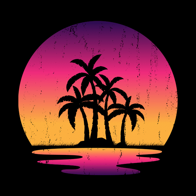 Retrowave Lake Sunset by retrohub