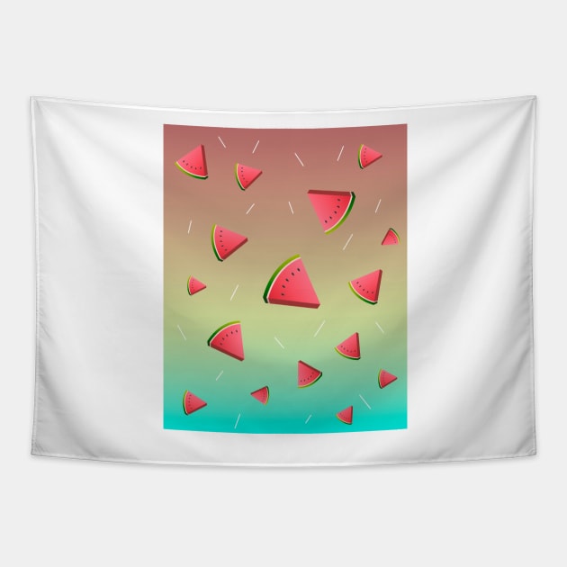 Watermelon slices pattern illustration Tapestry by bernardojbp