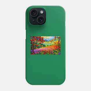 Stained Glass Colorful Mountain Flowers Phone Case