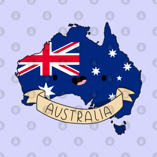 Kawaii Australia Flag Map by Sofia Sava