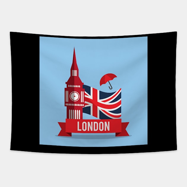 Blue London Tapestry by ACH PAINT