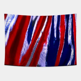 Red White and Blue Metallic Abstract Pattern Tapestry