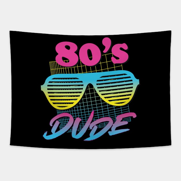 80's Dude  Vintage Blinds Sunglasses Funny Party Shirt Tapestry by andzoo