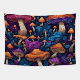 Colorful Mushrooms Forest Tapestry