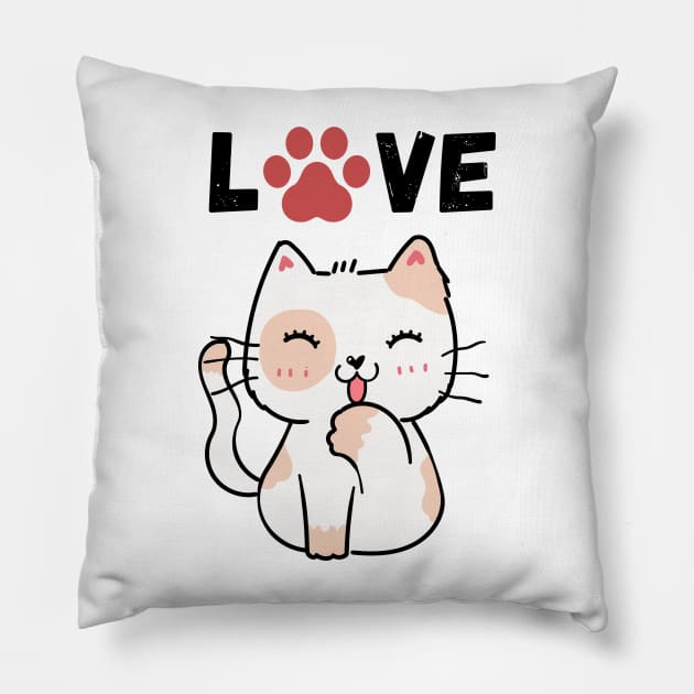 LOVE KITTY DESIGN WITH PAW PRINT Pillow by YouChoice Creations