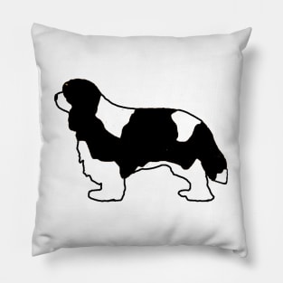 cavalier king charles spaniel black and white silhouette Pillow