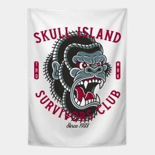 Skull Island Survivors Club - Gorilla - Vintage Traditional Tattoo Tapestry