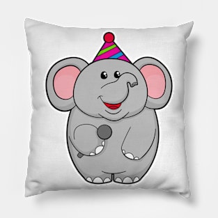 Elephant at Party with Microphone Pillow