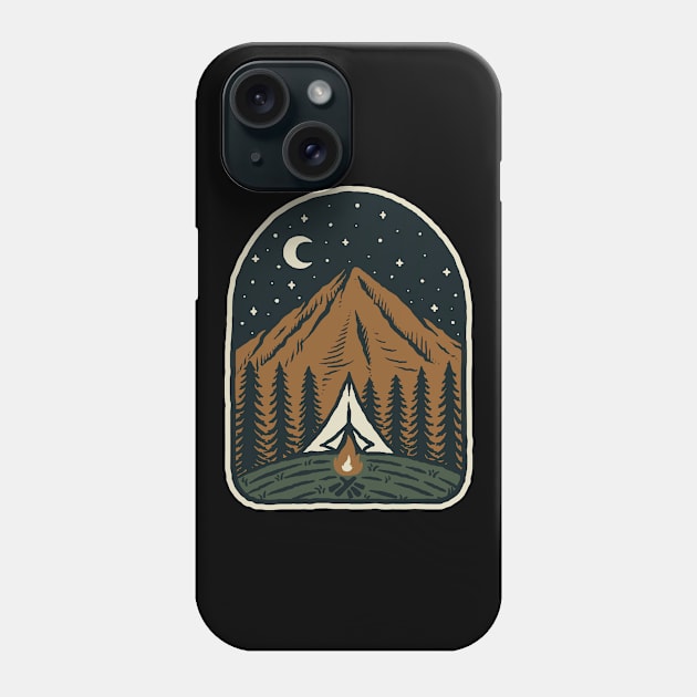 Camp Mountain Night Phone Case by quilimo