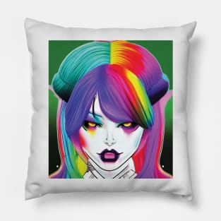 Rainbow Zombie Babe Pillow