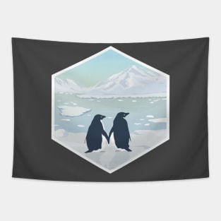 couple penguin in snowy mountain Tapestry