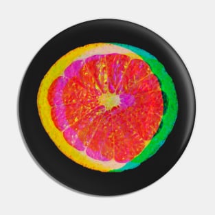 neon grapefruit citrus slices pop art pattern black Pin