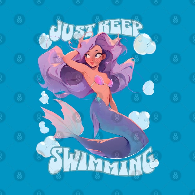 Just keep swimming cute purple hair mermaid by snipcute