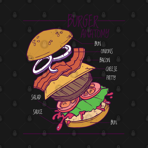 Discover Funny Burger Anatomy Foodie Gift - Burger - T-Shirt