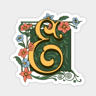 Art Nouveau Letter E, Ornamental Letter E, Art Deco Magnet