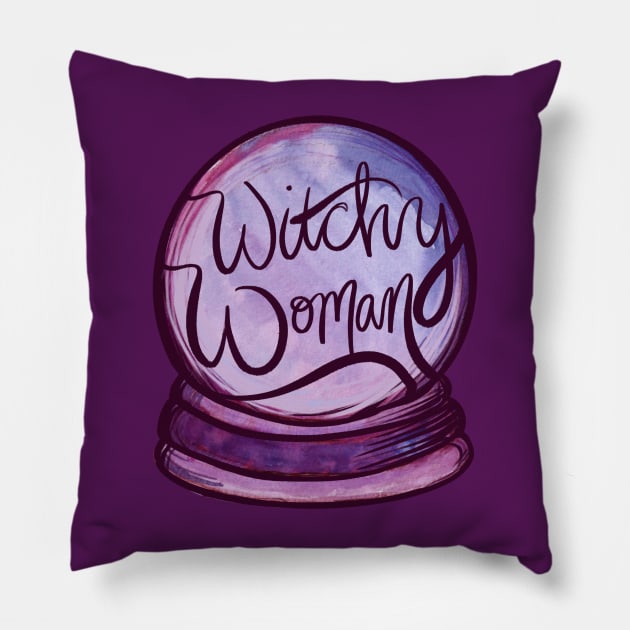 Witchy Woman Crystal Ball Pillow by bubbsnugg