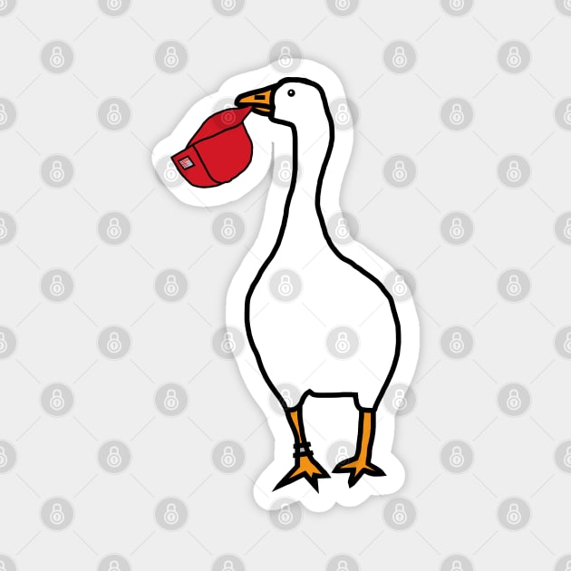 White Goose Steals Red Hat Magnet by ellenhenryart