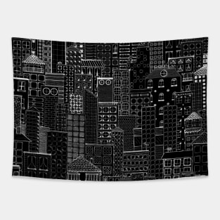 City Doodle Night Tapestry