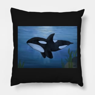 Underwater Orca - Digital Painting Pillow