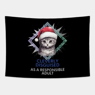 Funny Christmas Cat Sarcastic Tapestry