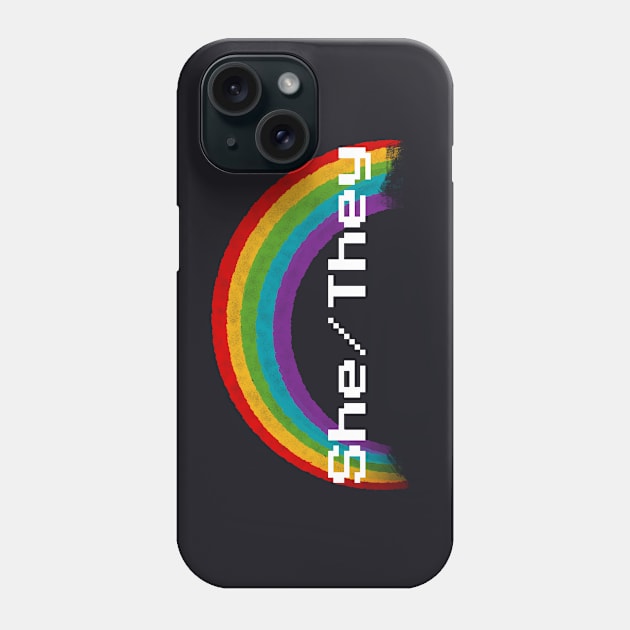 Rainbow Pronouns - She/They Phone Case by FindChaos