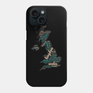 Maps of United Kindom in words Phone Case