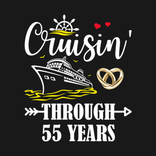 Cruising Through 55 Years Family 55th Anniversary Cruise Couple T-Shirt