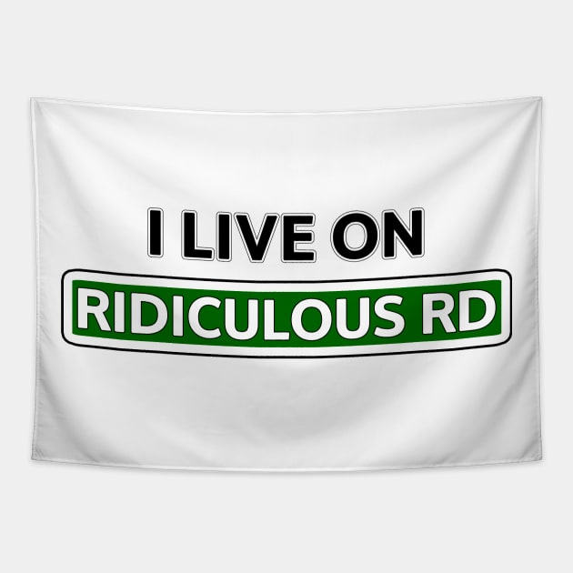 I live on Ridiculous Rd Tapestry by Mookle