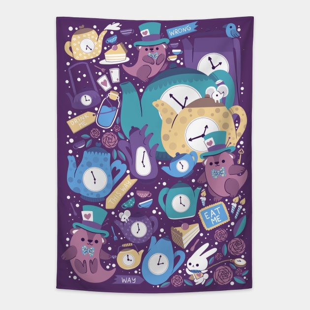 Mad Otter Tea party Tapestry by TaylorRoss1