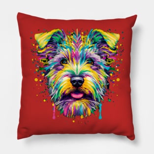 Fluffy Terrier Dog Stencil Design Pillow