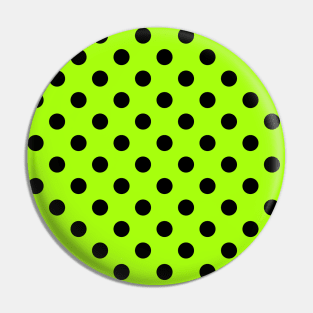 Black Polka Dots Pattern on Bright Green Background Pin