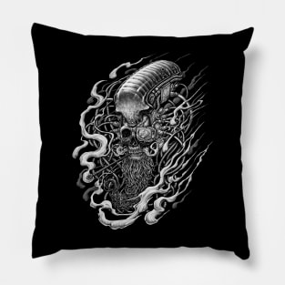 cyberpunk dark skull smoking Pillow