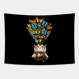 Corgi Dog Butterfly Hot Air Balloon Tapestry