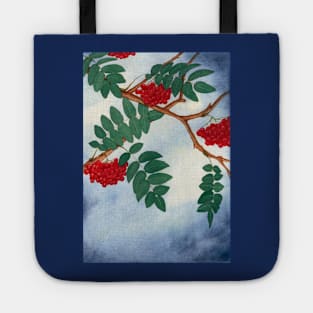 MOUNTAIN ASH LEAVES TREE TREES BLUE SKY SPRING SEASONS Tote